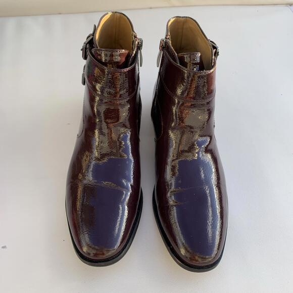 Franco Sarto Riddick Boots Burgundy Red Patent Leather Sz 9.5 Womens - Picture 3 of 15